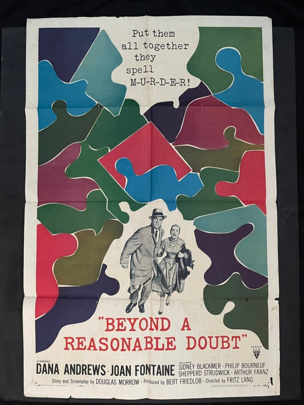 1956 Fritz Lang film "Beyond a Reasonable Doubt" original one-sheet movie poster